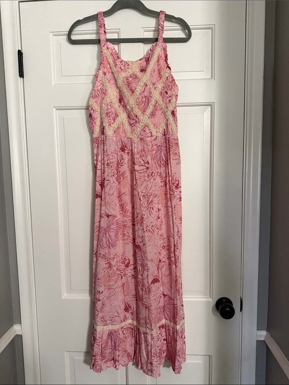 Impressions Pink and Cream Floral Maxi Dress